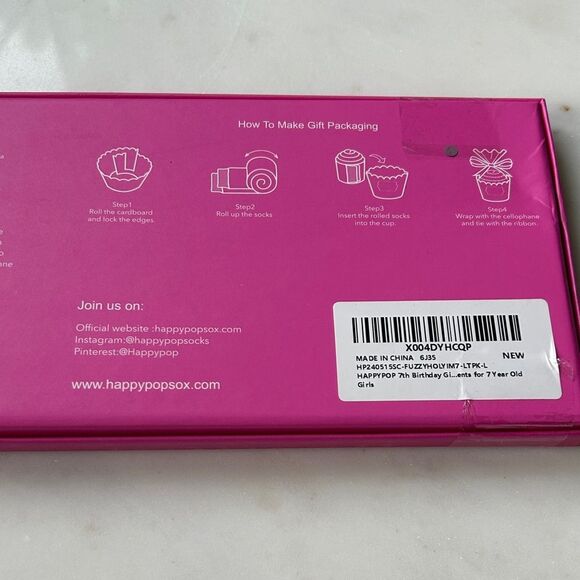 New Happypop Pink Fuzzy ‘I’m 7 socks  with Fun Design - Picture 4 of 4